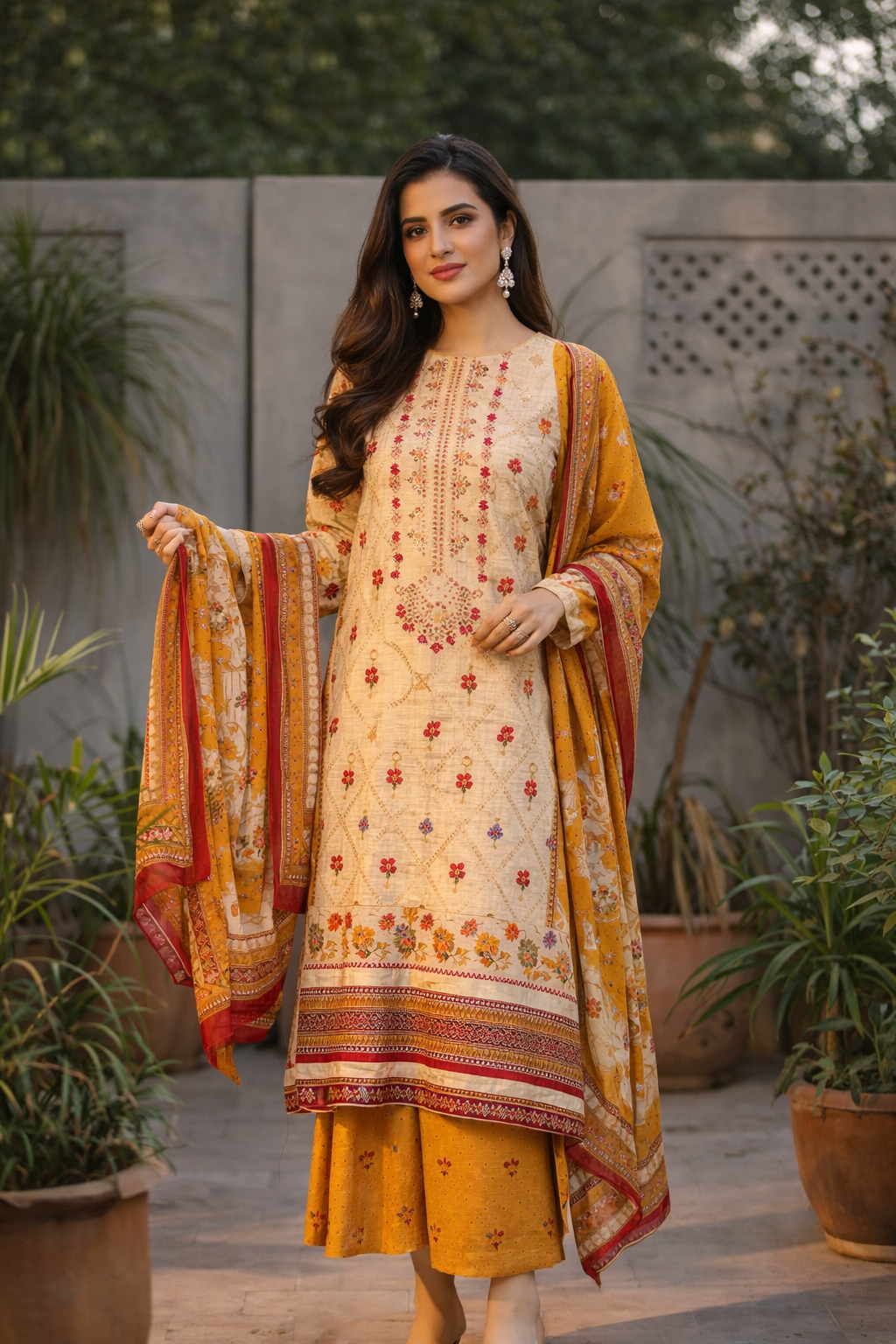 Elara Grace Embroidered Dress - Unstitched