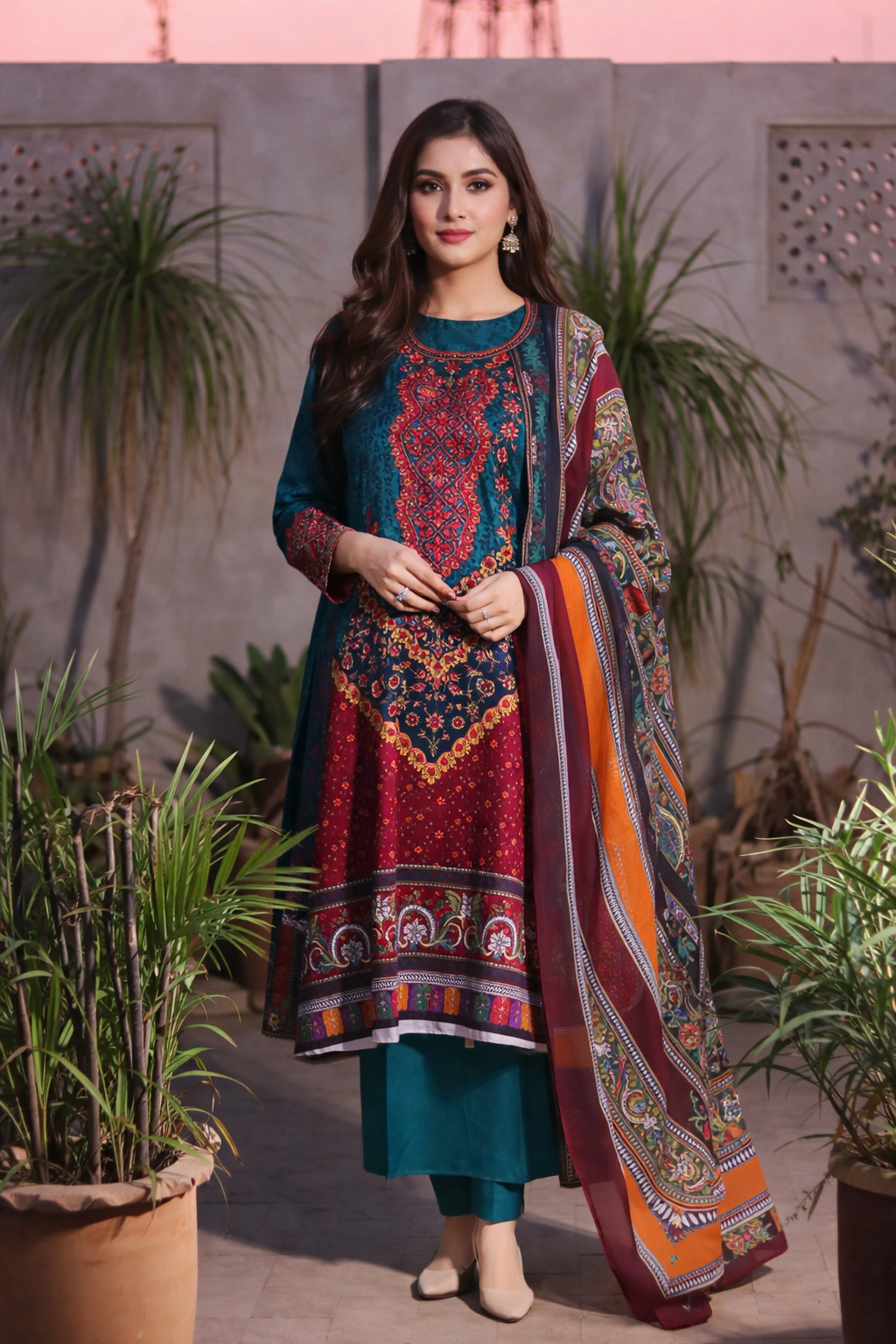 Elegance Embroidered Suit - Unstitched