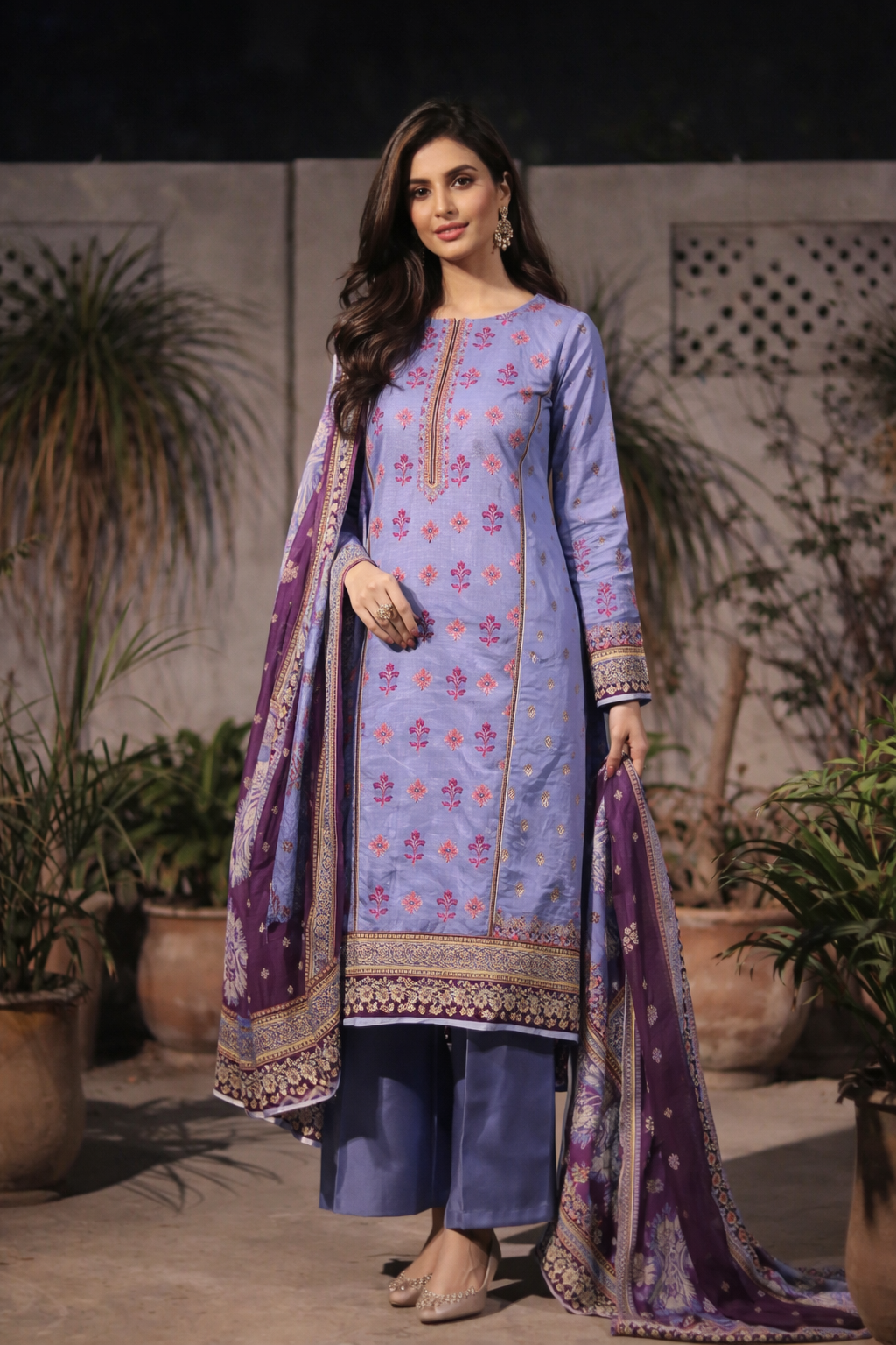 Festive Embroidered Set - Unstitched