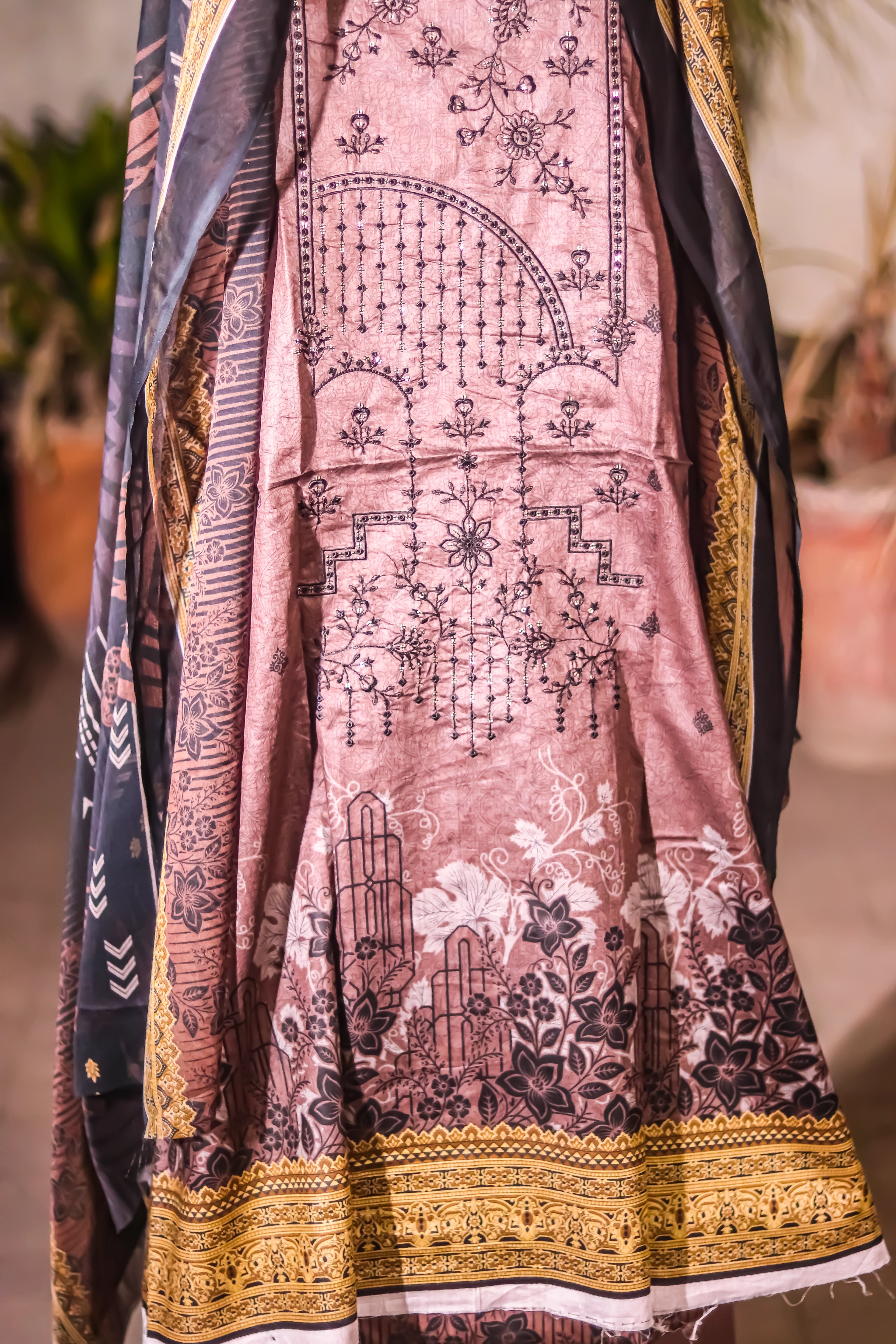 Luxe Embroidered Ensemble - Unstitched