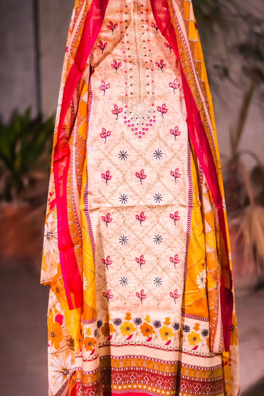 Elara Grace Embroidered Dress - Unstitched