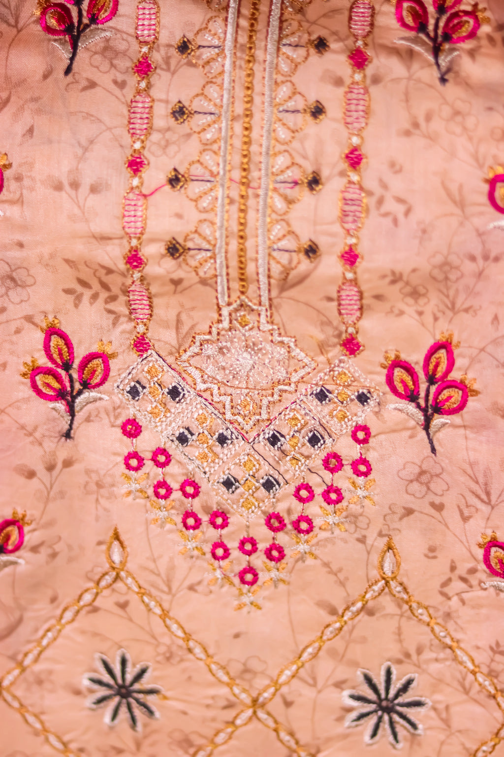 Elara Grace Embroidered Dress - Unstitched